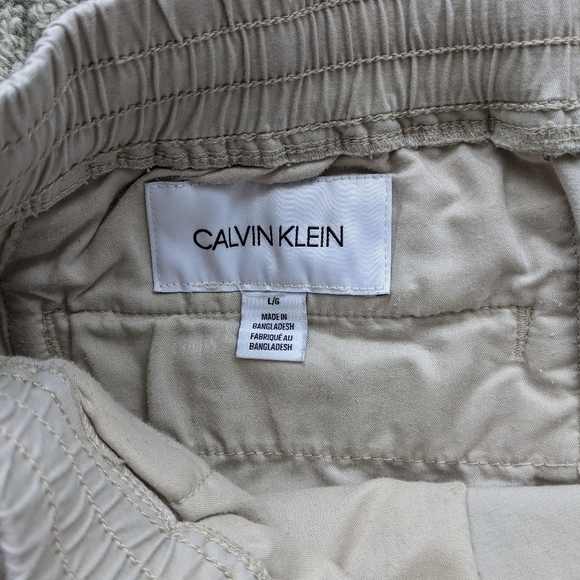 CALVIN Klein cotton beige comfy shorts elastic waist Large @L - Picture 4 of 9